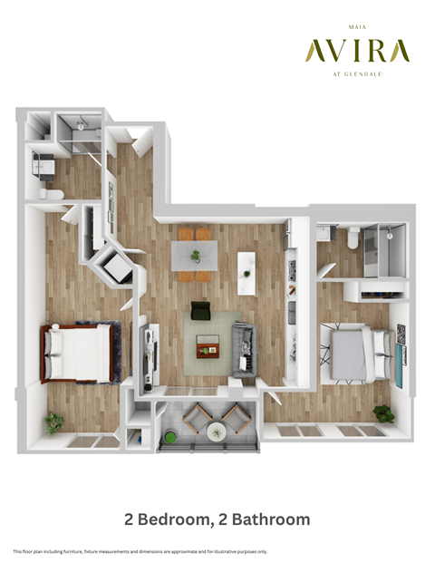 Floor plan for 2 beds, 2 baths, 1346 sqft